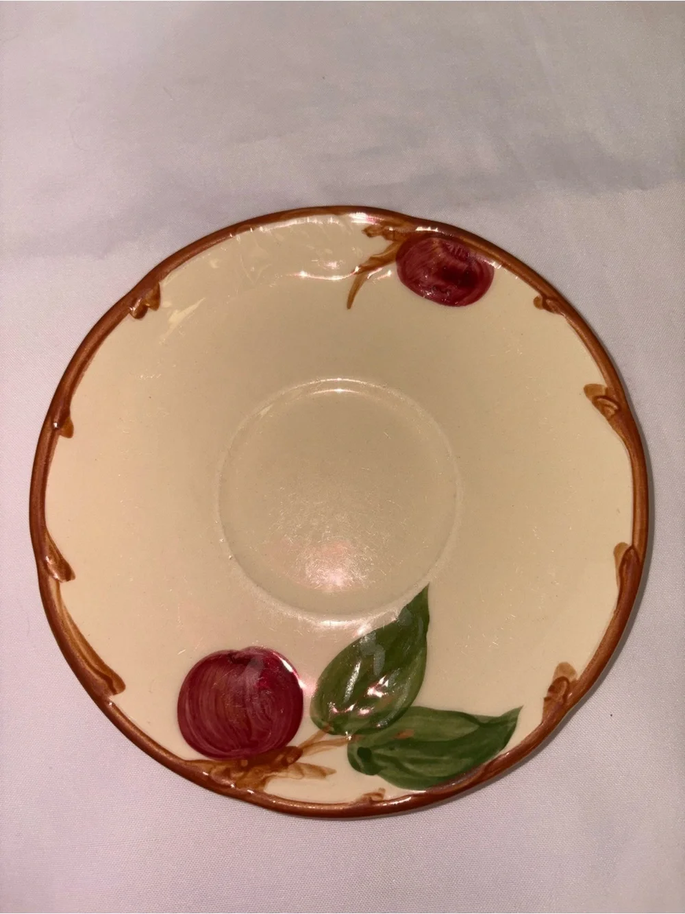 Franciscan Apple Vintage Sugar Bowl & Underplate Saucer Set Hand Painted USA